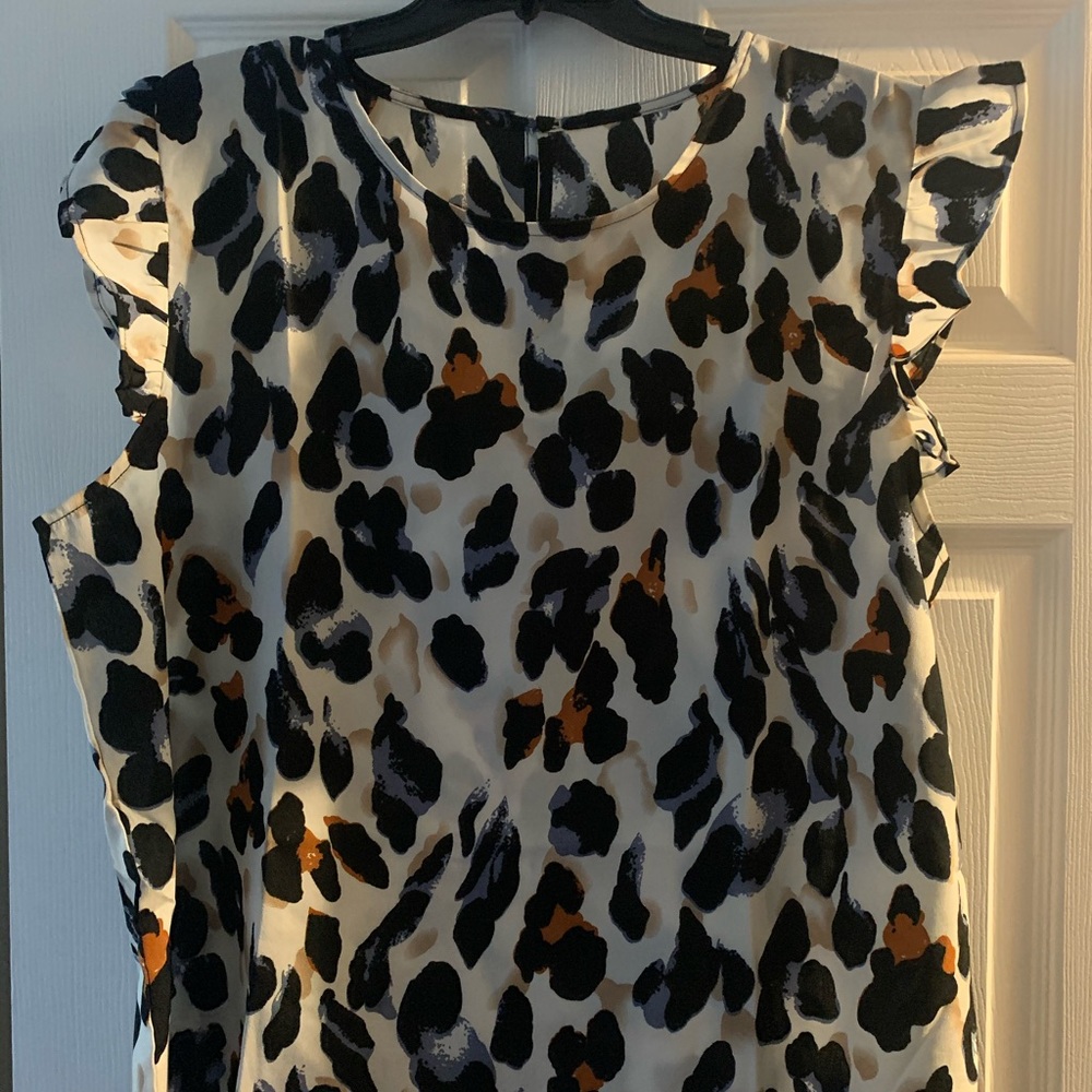 Animal print flutter sleeve top